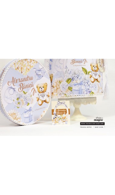 Trusou de botez pentru baieti cu ursuletul Baby Dior, Ursulet de plus 7